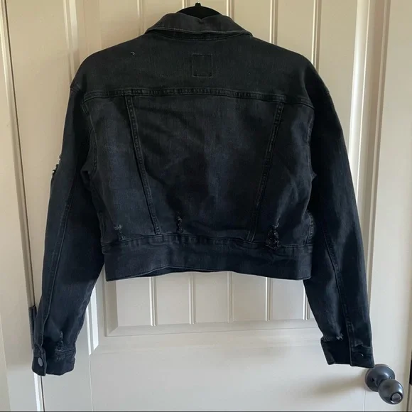 Wild Fable Black Cropped Trucker Denim Jacket XS - Picture 14 of 14